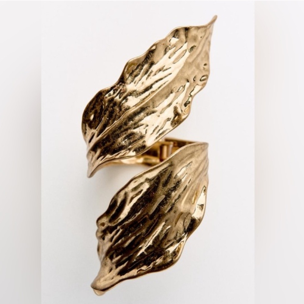Zara NWOT gold metal leaf arm cuff 1856/034 - Picture 5 of 8
